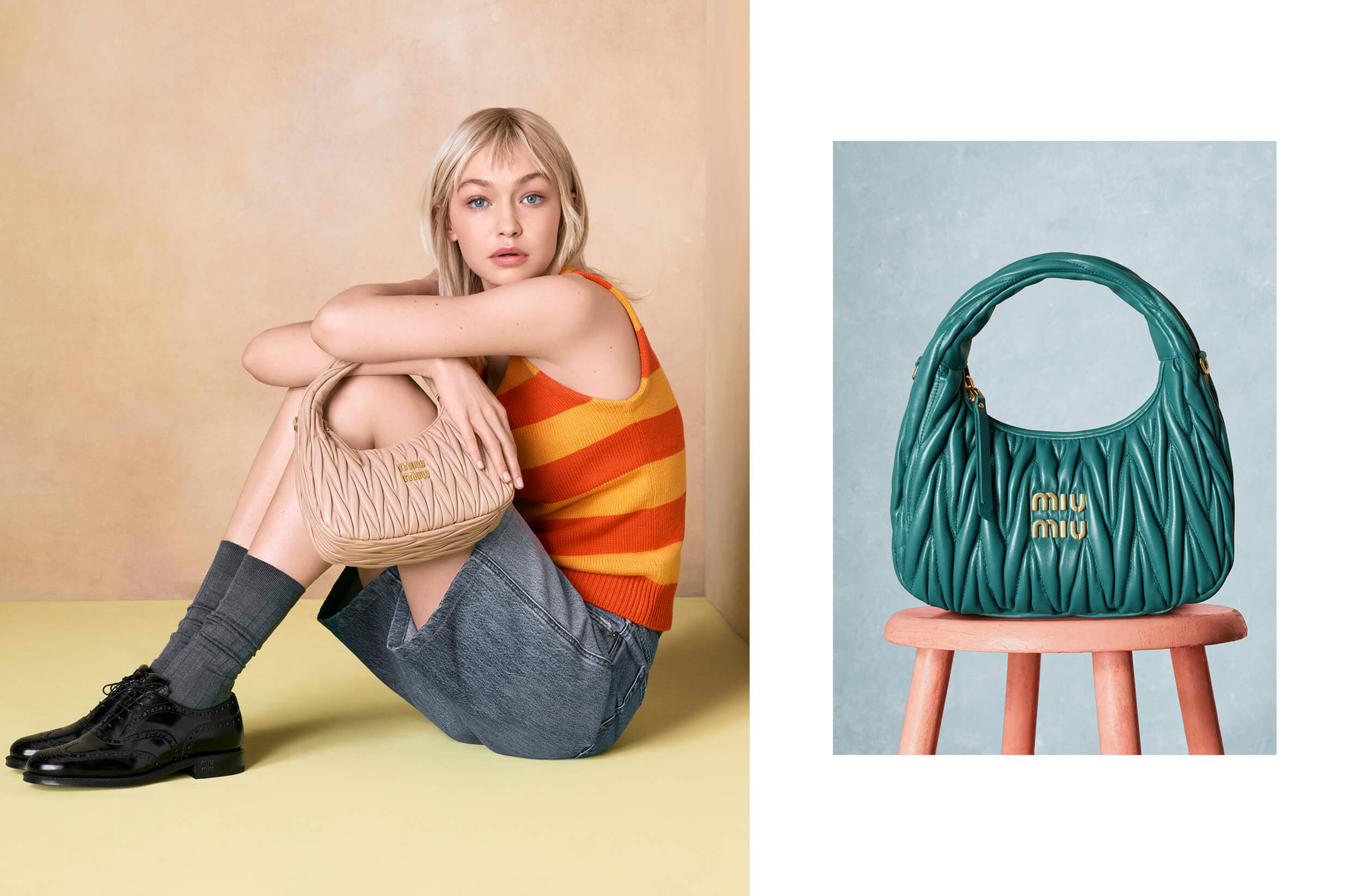 Miu Miu Handbags. in Natural